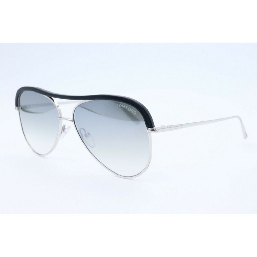 Tom Ford Sabine-02 TF 606 18B Aviator Black Silver Sunglasses Gradient Gray (C)